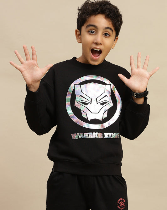 Black Panther Printed Oversized Sweatshirt For Boys