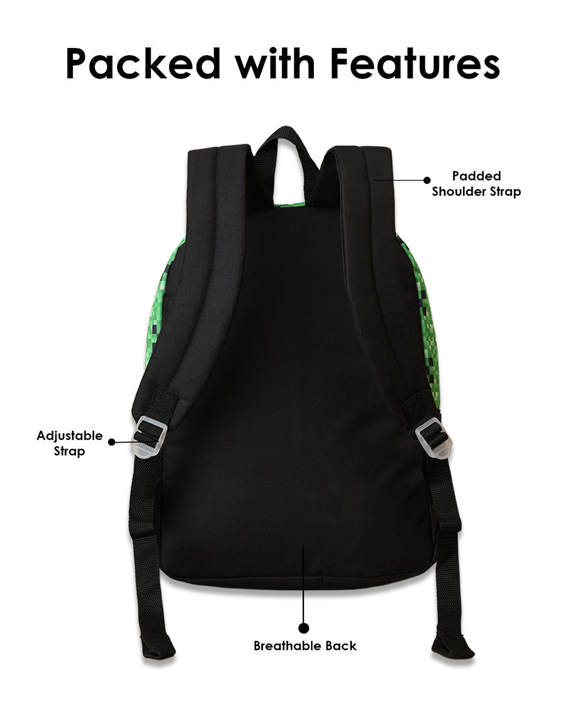 Minecraft 11.6L Backpack for Boys & Girls | Adjustable Shoulder Strap, Lightweight, Spacious | Travel, Tuition, School Bag for Kids