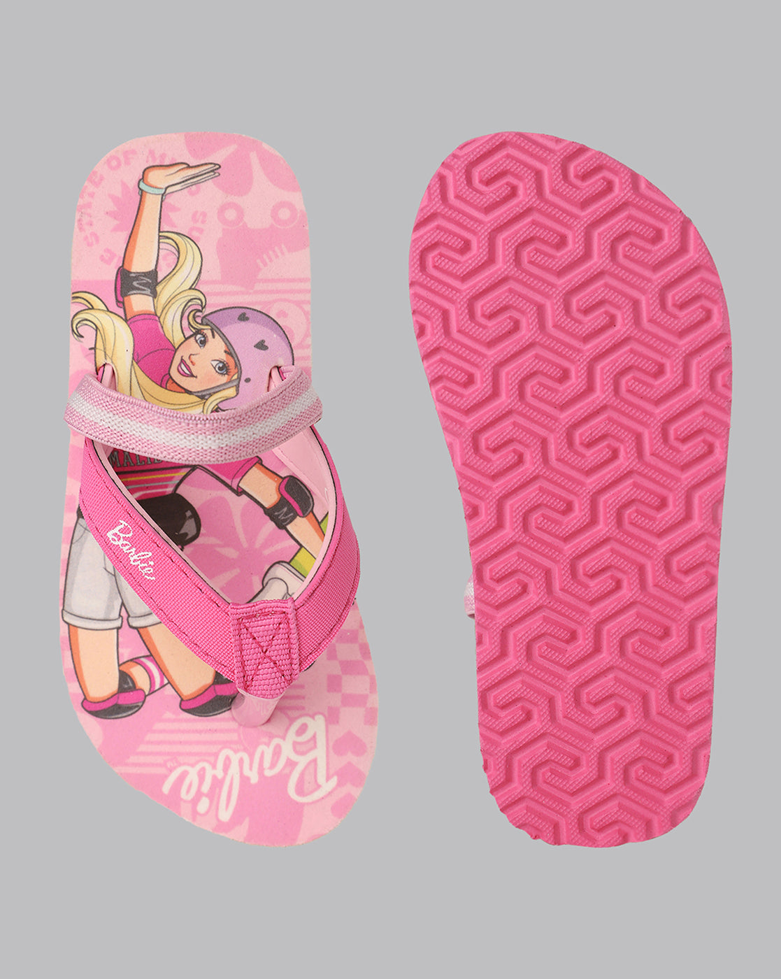 Barbie Printed Pink Flip-Flops For Kids Girls
