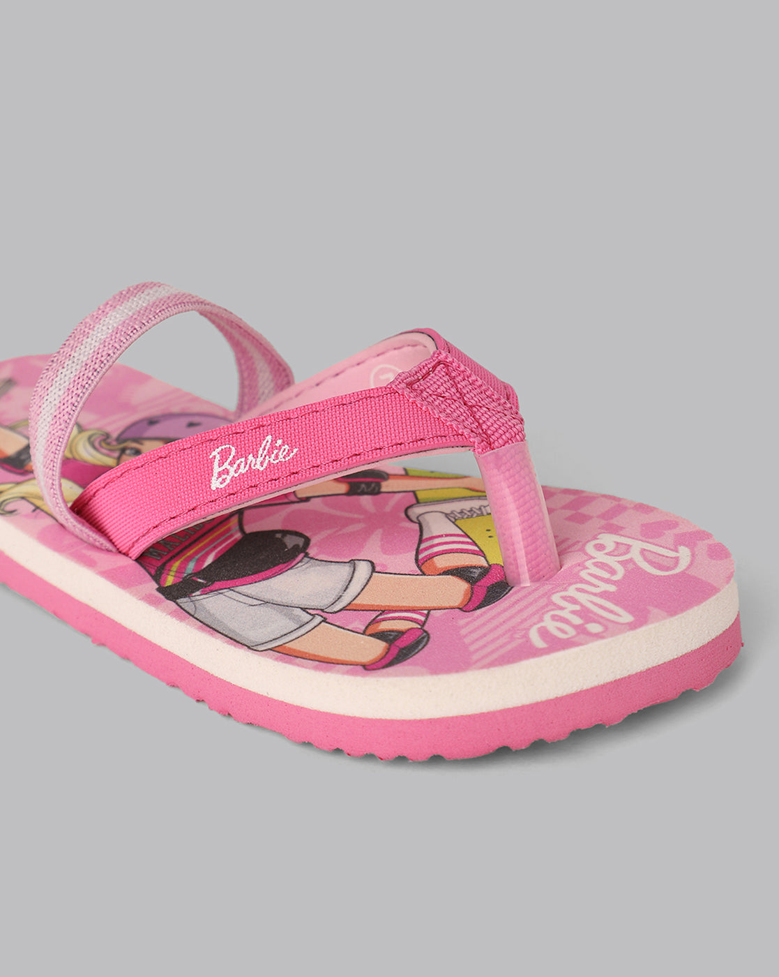 Barbie Printed Pink Flip-Flops For Kids Girls