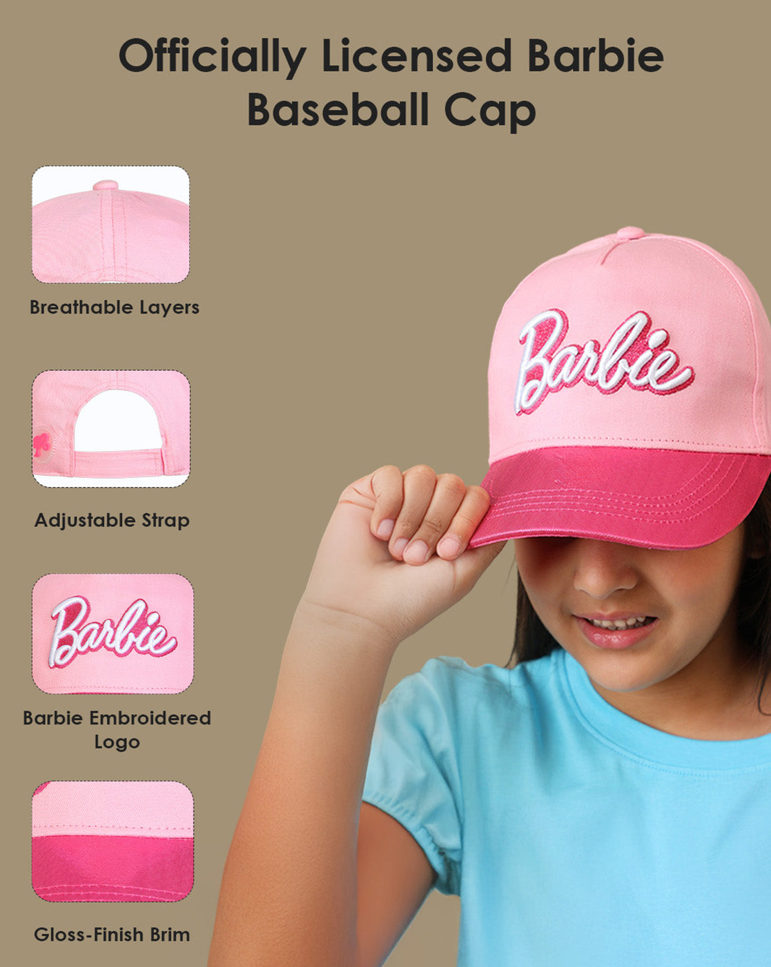 Barbie printed Baseball Cap for Girls