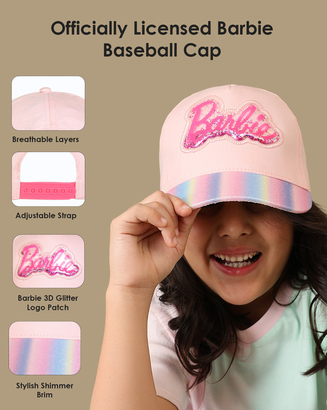 Barbie printed Baseball Cap for Girls