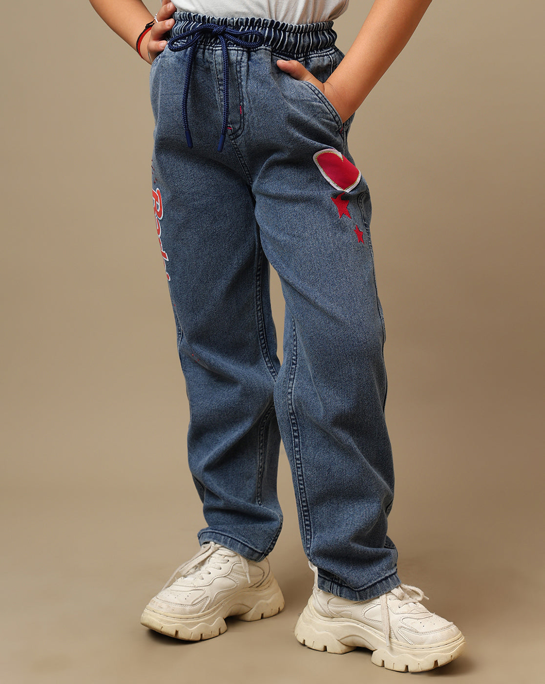 Barbie Printed Regular Fit Denim Jogger For Girls