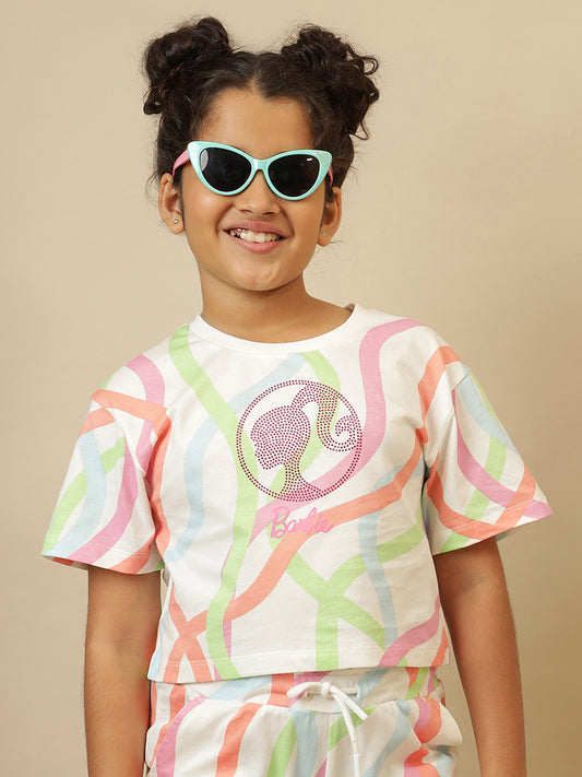 Barbie Printed Relaxed Fit Tshirt For Girls