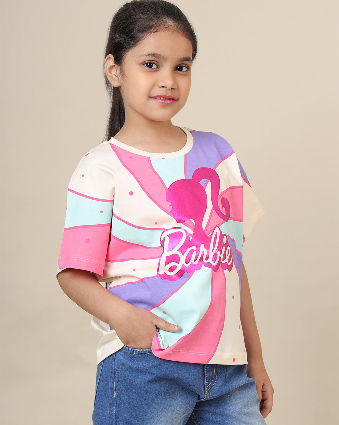Barbie Printed Regular Fit Tshirt For Girls