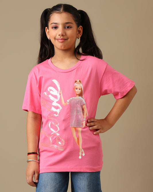 Barbie Printed Oversized Tshirt For Girls