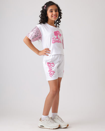 Barbie Relaxed Fit T-Shirt & Shorts Co-Ords Set Girls