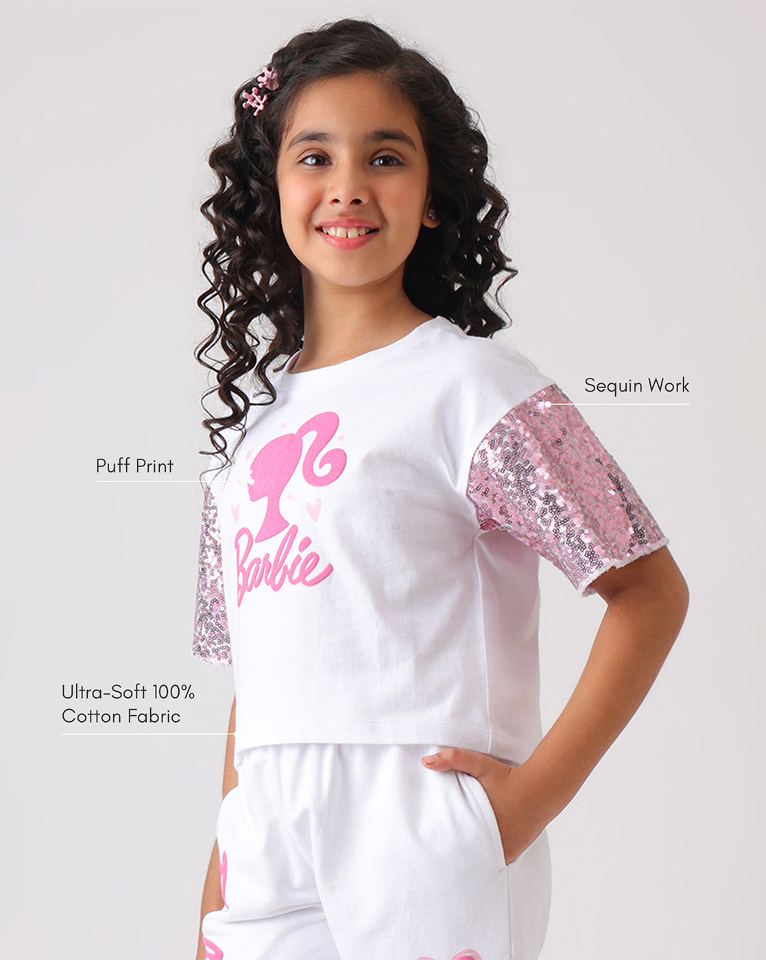 Barbie Relaxed Fit T-Shirt & Shorts Co-Ords Set Girls