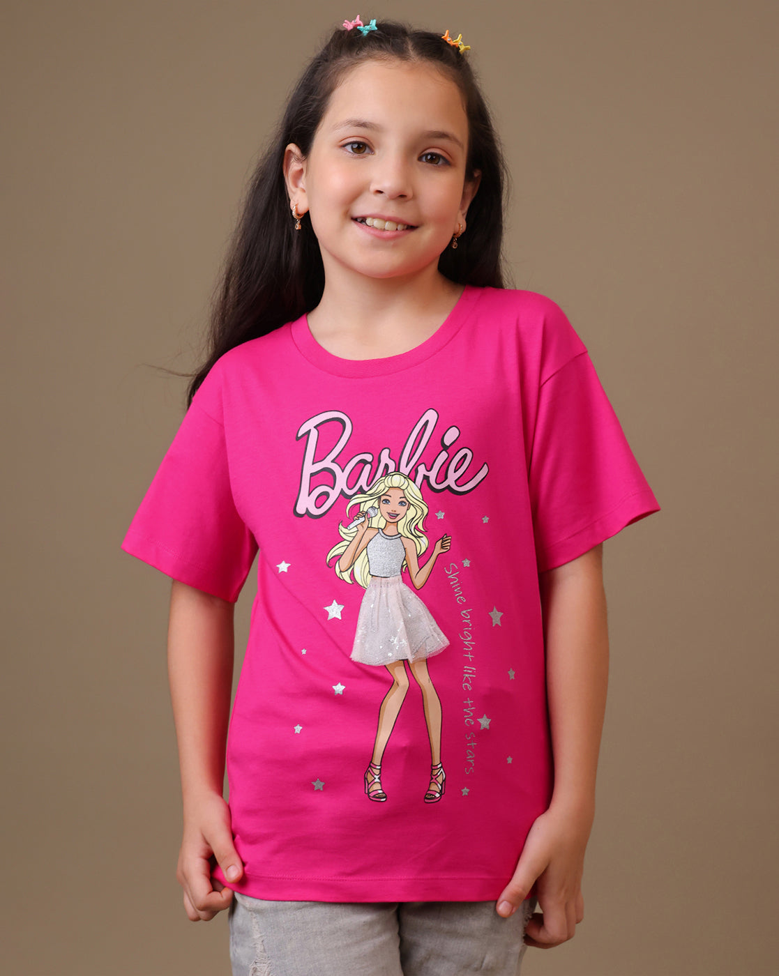 Barbie Printed Regular Fit Tshirt For Girls