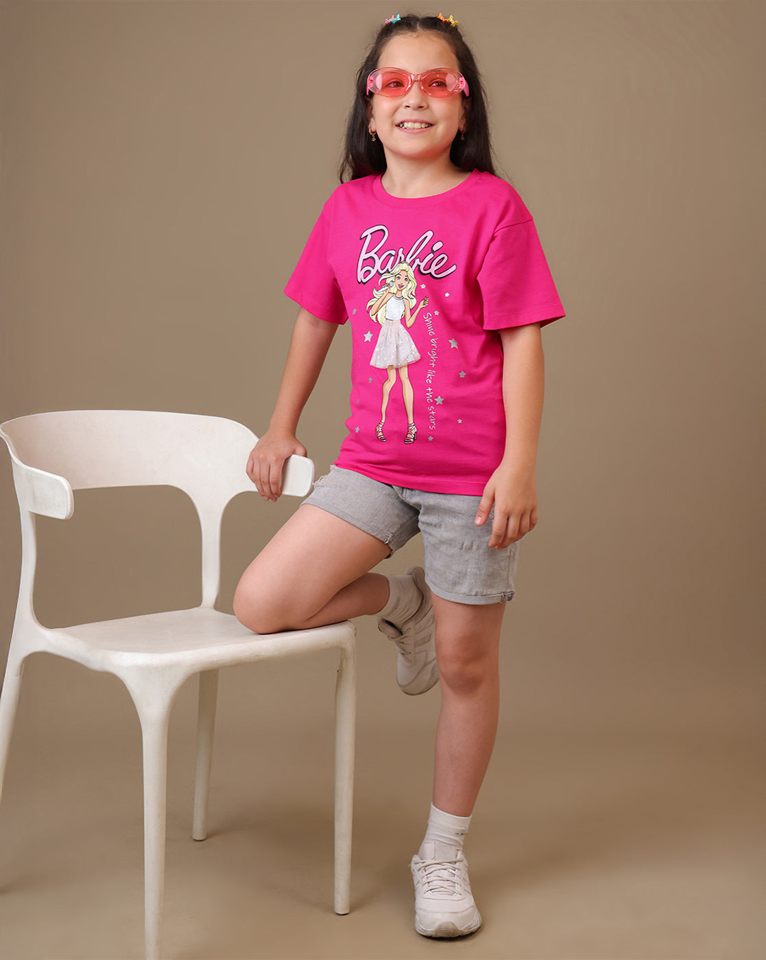 Barbie Printed Regular Fit Tshirt For Girls