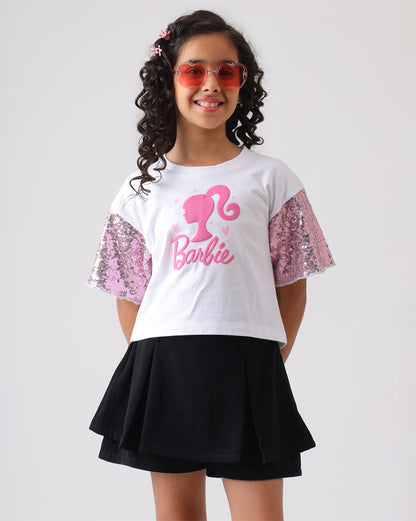 Barbie Relaxed Fit Crop Tshirt Girls