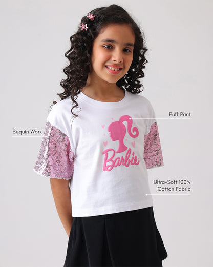 Barbie Relaxed Fit Crop Tshirt Girls