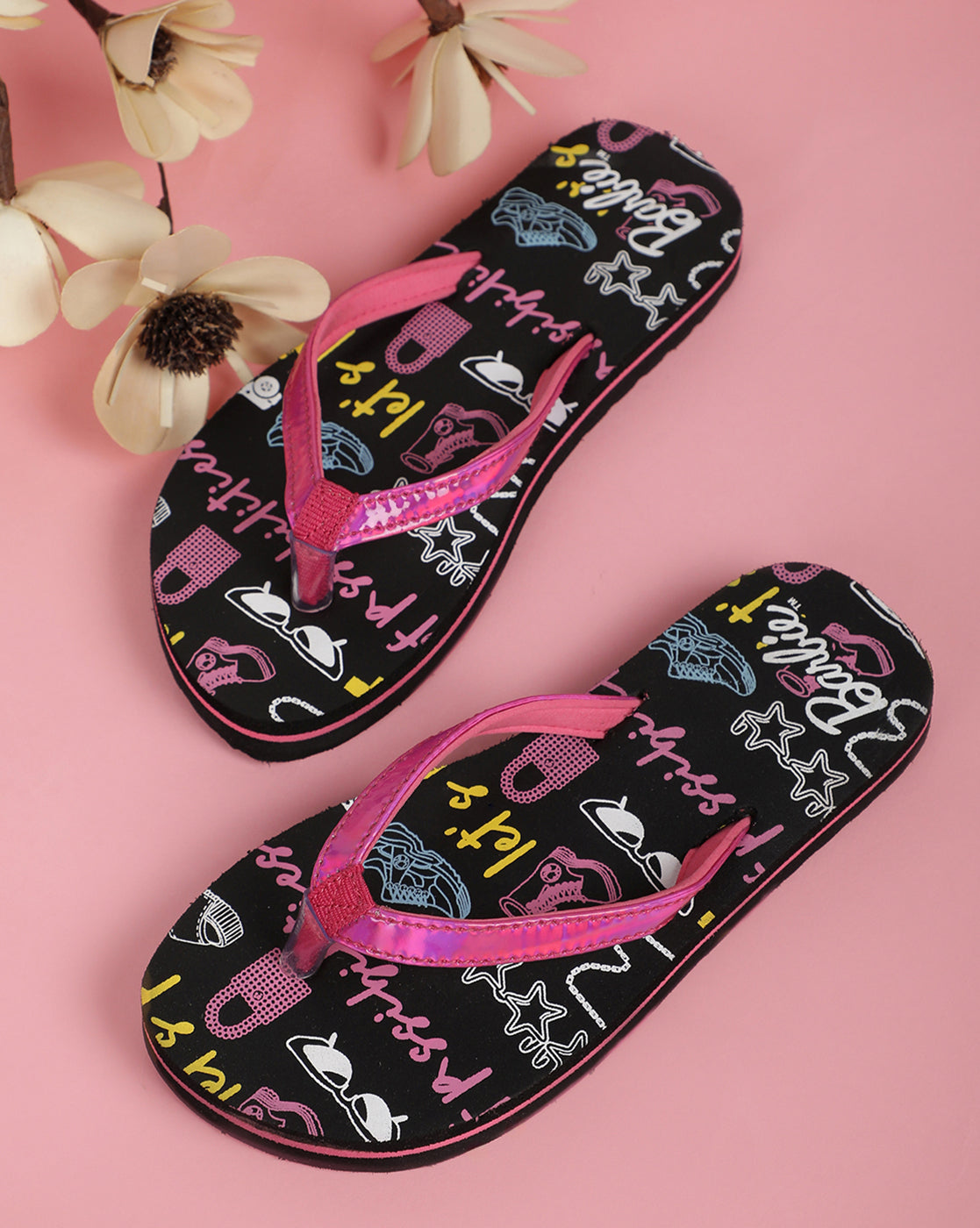 Barbie  Black Flip-Flops  Kids Girls