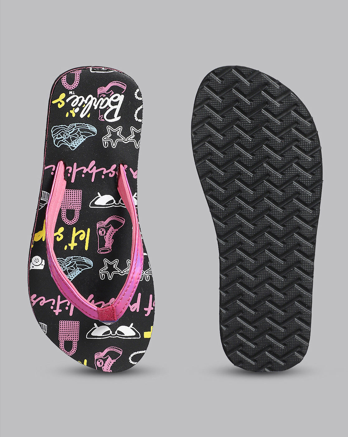 Barbie  Black Flip-Flops  Kids Girls