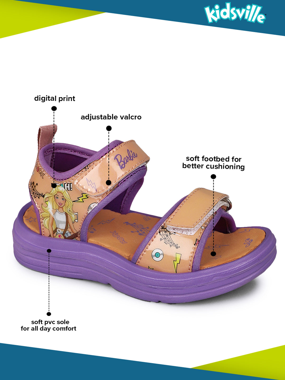 Barbie Printed Sandals For Kids Girls