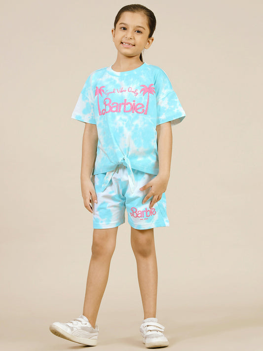 Barbie Printed T-Shirt & Shorts Co-Ords Set For Girls