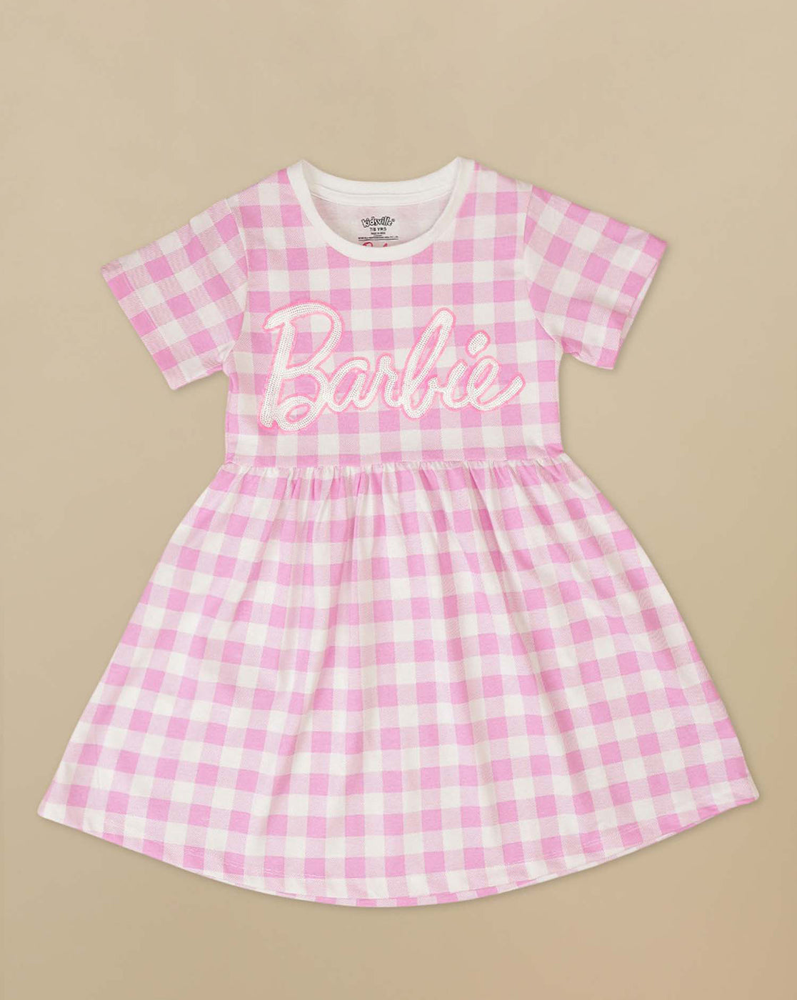 Barbie Printed Regular Fit Dress For Girls