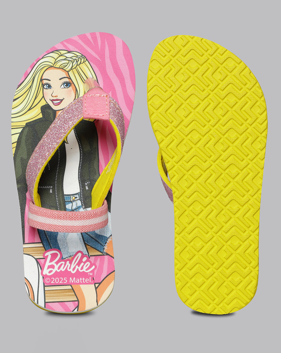 Barbie Printed Pink Flip-Flops For Kids Girls