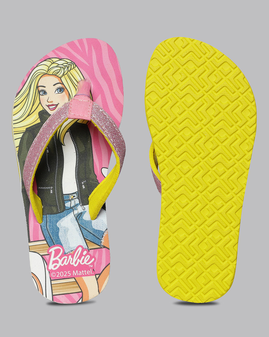 Barbie Printed Pink Flip-Flops For Kids Girls
