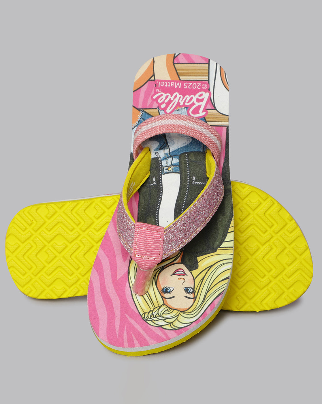 Barbie Printed Pink Flip-Flops For Kids Girls