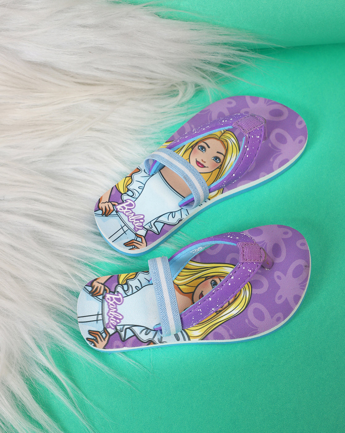 Barbie Printed Purple Flip-Flops For Kids Girls
