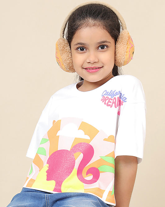 Barbie Printed Boxy Fit Tshirt For Girls