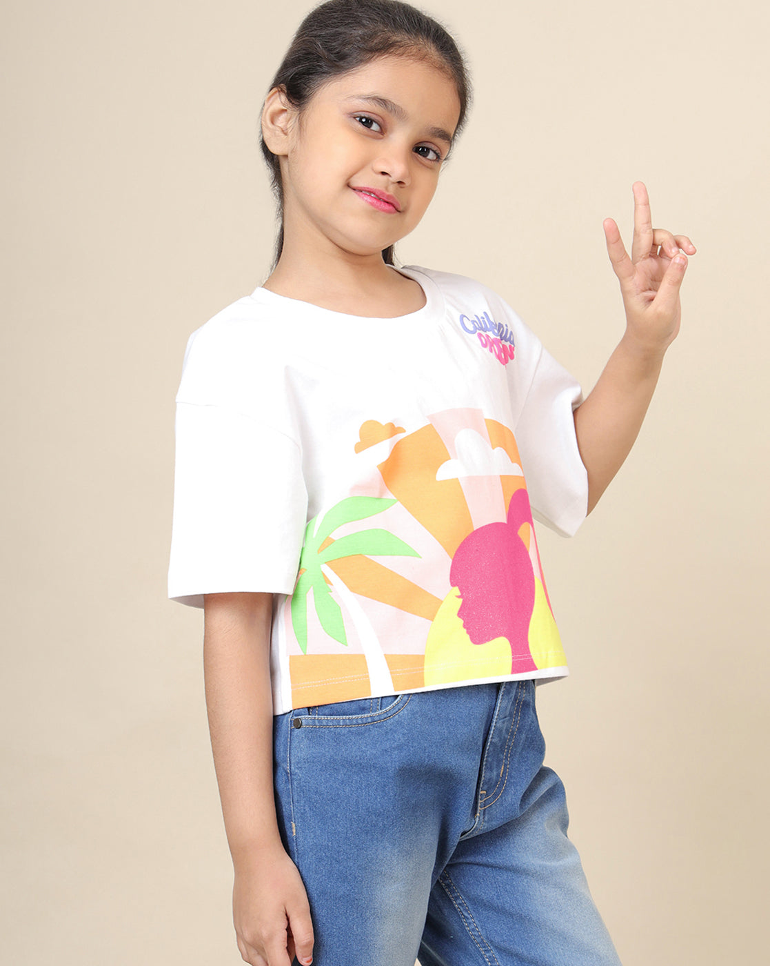 Barbie Printed Boxy Fit Tshirt For Girls