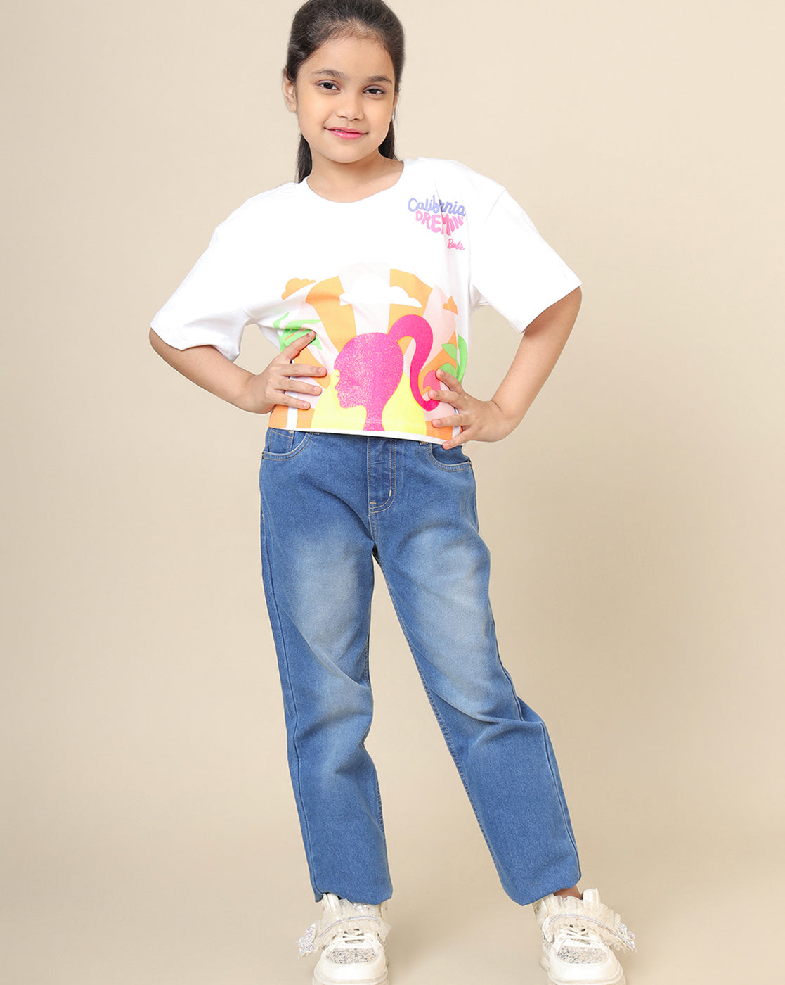 Barbie Printed Boxy Fit Tshirt For Girls
