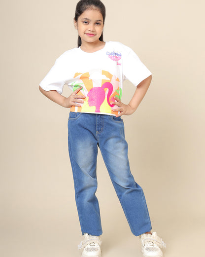 Barbie Printed Boxy Fit Tshirt For Girls