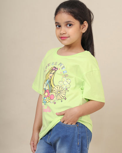 Barbie Printed Oversized Fit Tshirt For Girls
