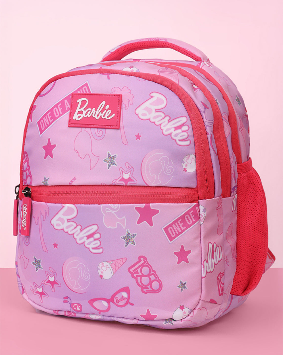 Barbie Kids School Backpack 10L Pink Printed Bag with Organized Storage & Bottle Holders for Girls