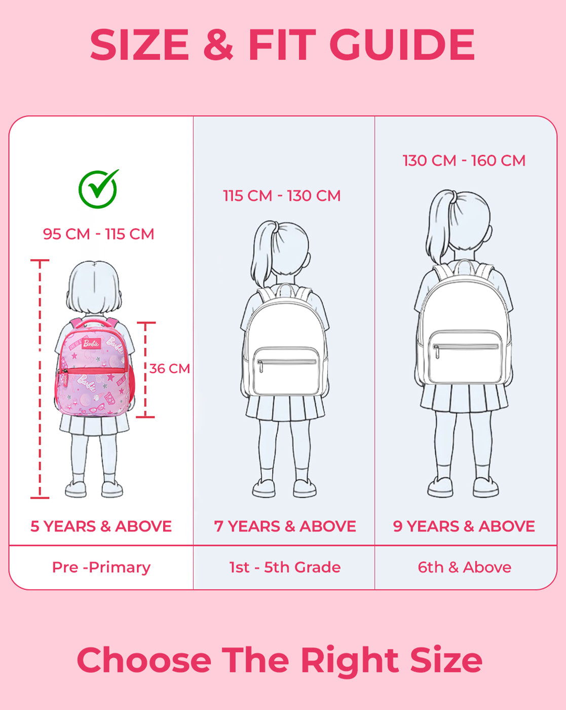 Mattel Barbie 10L Backpack for Kids Girls
