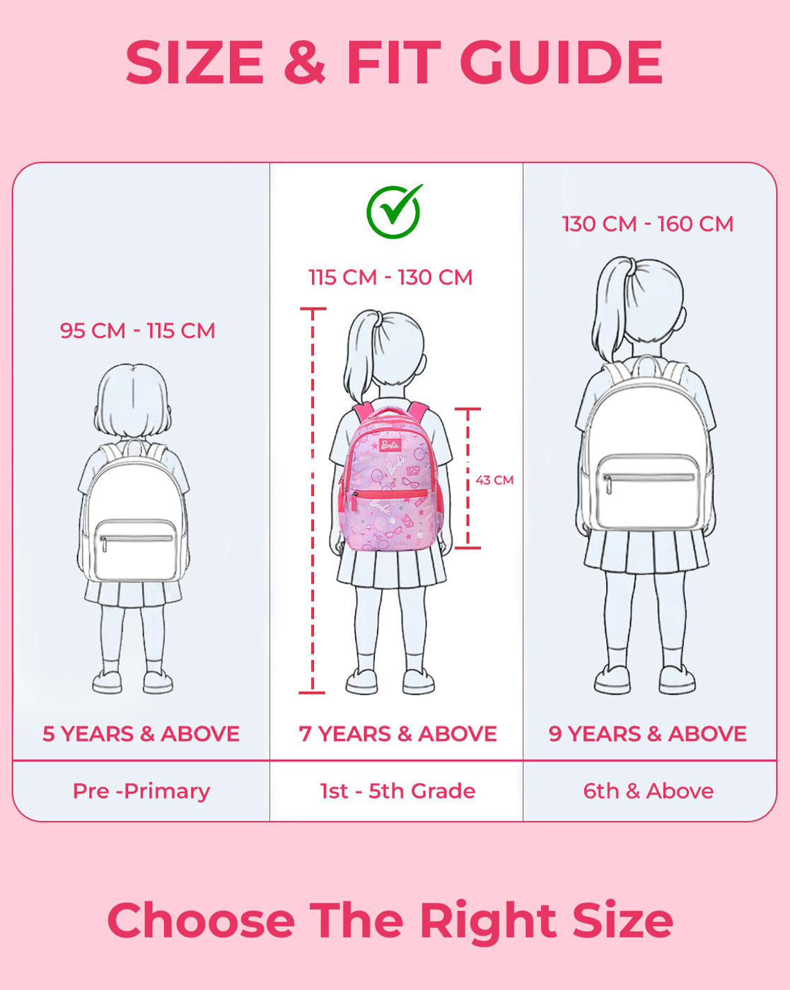 Mattel Barbie 17L Backpack for Kids Girls