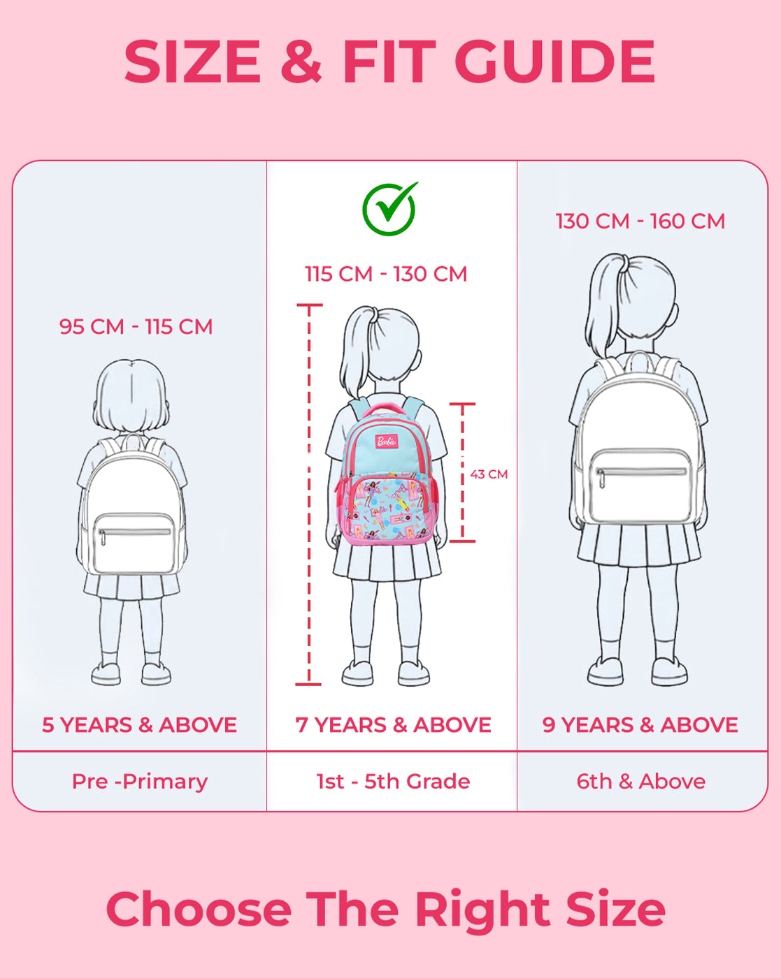 Mattel Barbie 17L Backpack for Kids Girls