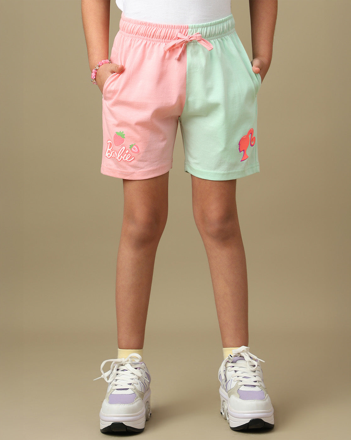 Barbie Printed Regular Fit Shorts For Girls