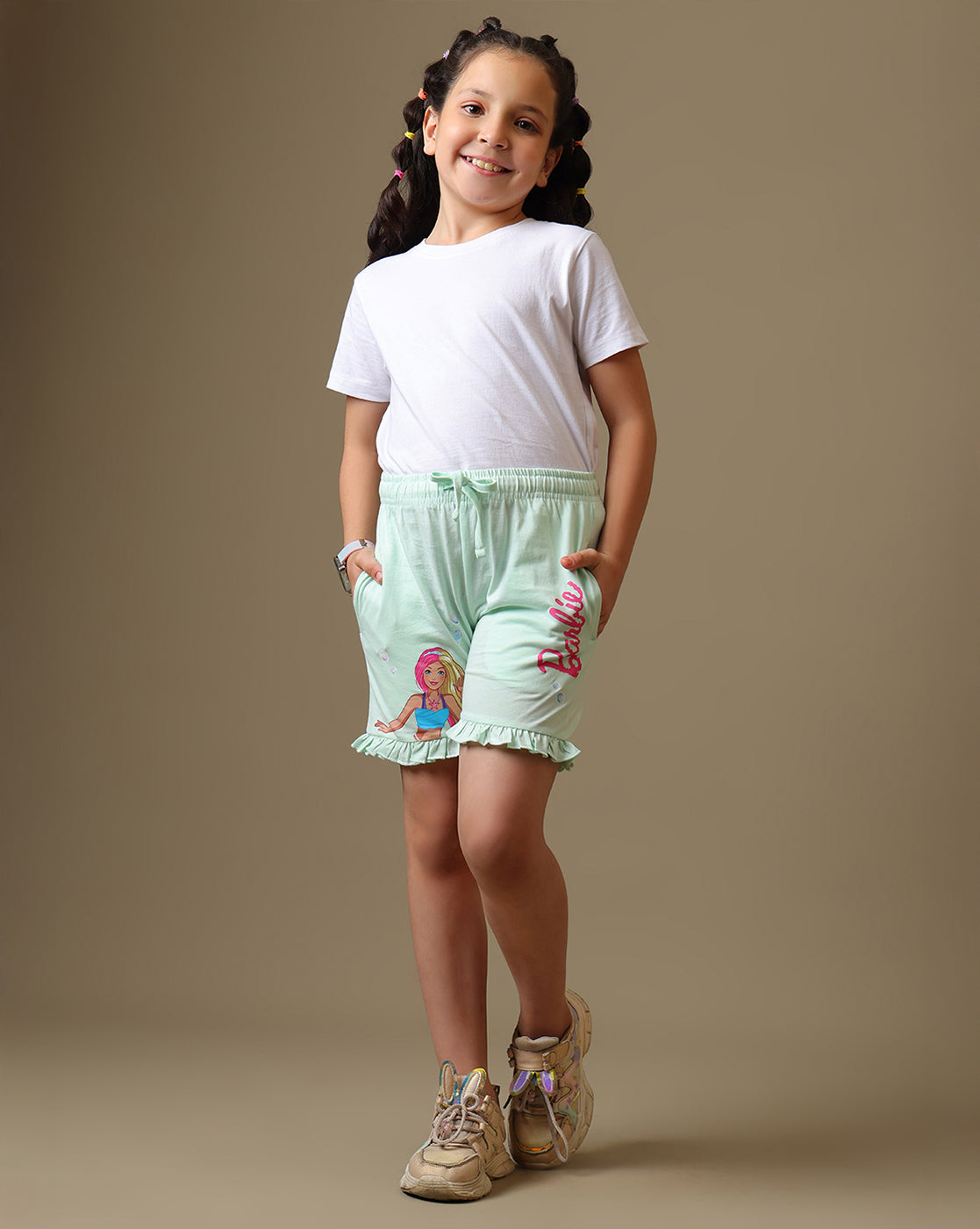 Barbie Printed Regular Fit Shorts For Girls