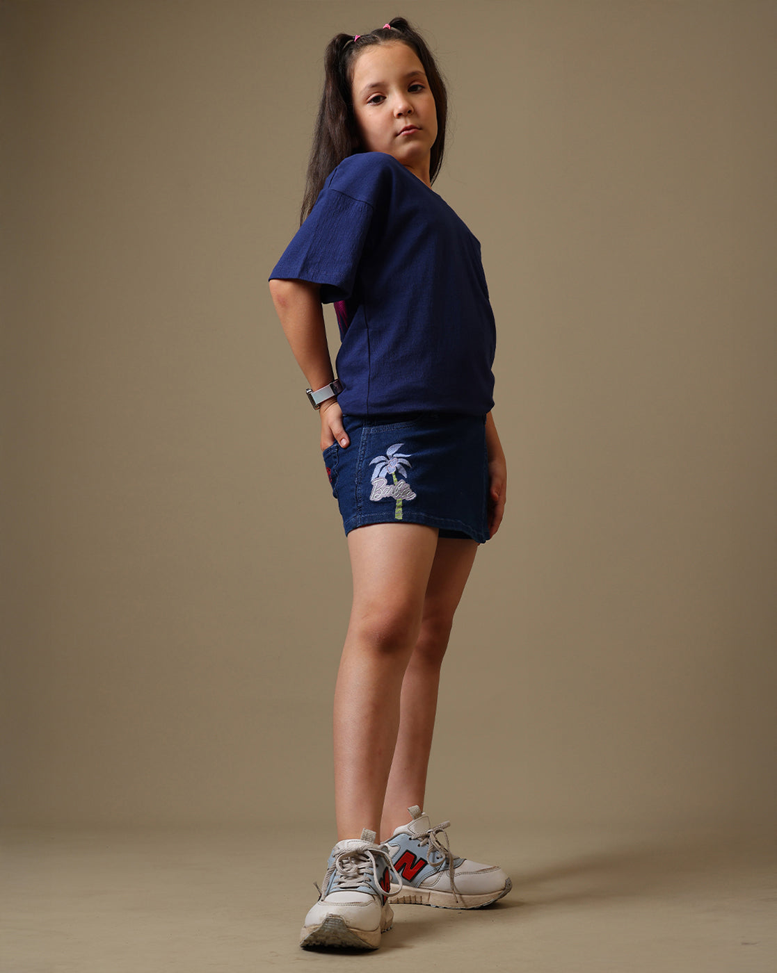 Barbie Embroidered Denim Skorts For Girls