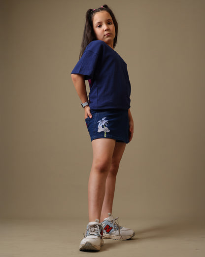 Barbie Embroidered Denim Skorts  Girls