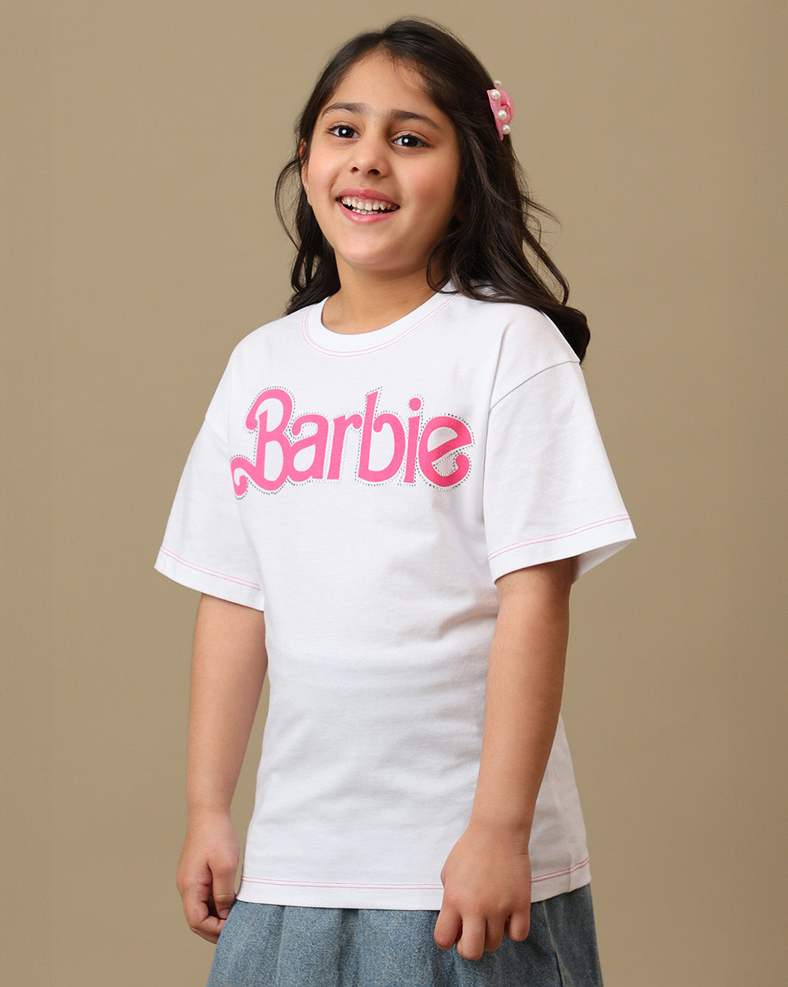 Barbie Rhinestones Relaxed Fit Tshirt For Girls