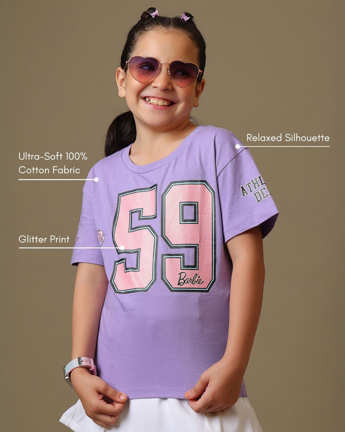 Barbie Printed  Relaxed Fit Tshirt For Girls