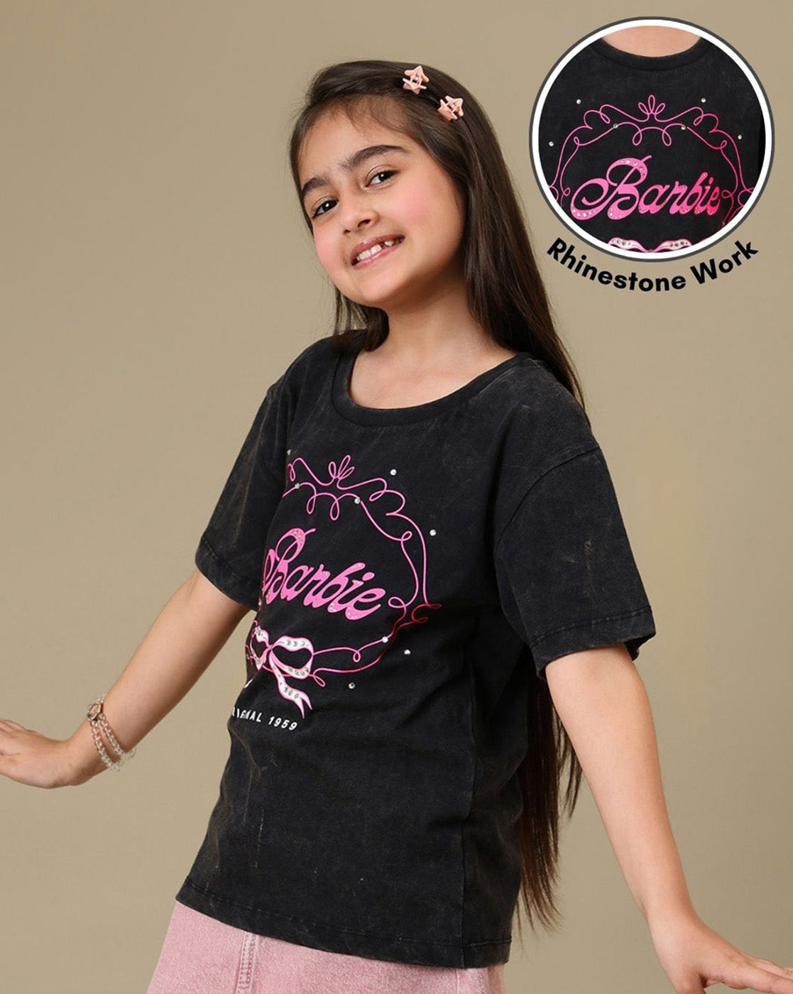 Barbie Rhinestones Relaxed Fit Tshirt For Girls