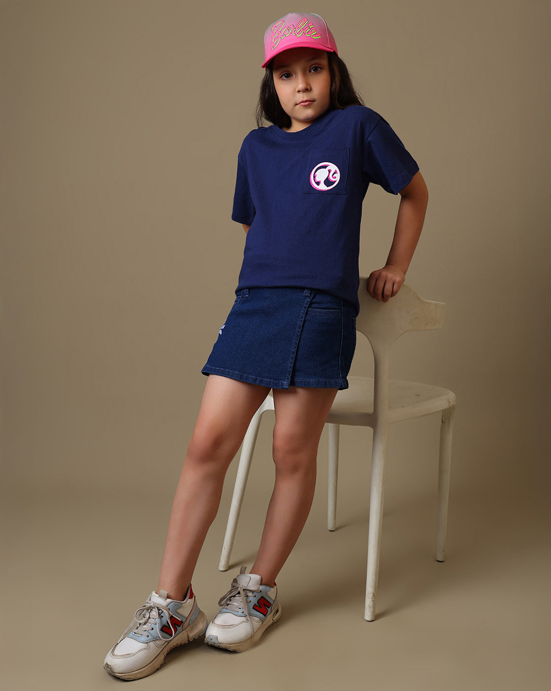 Barbie Printed Relaxed Fit Crinkle Cotton Tshirt For Girls