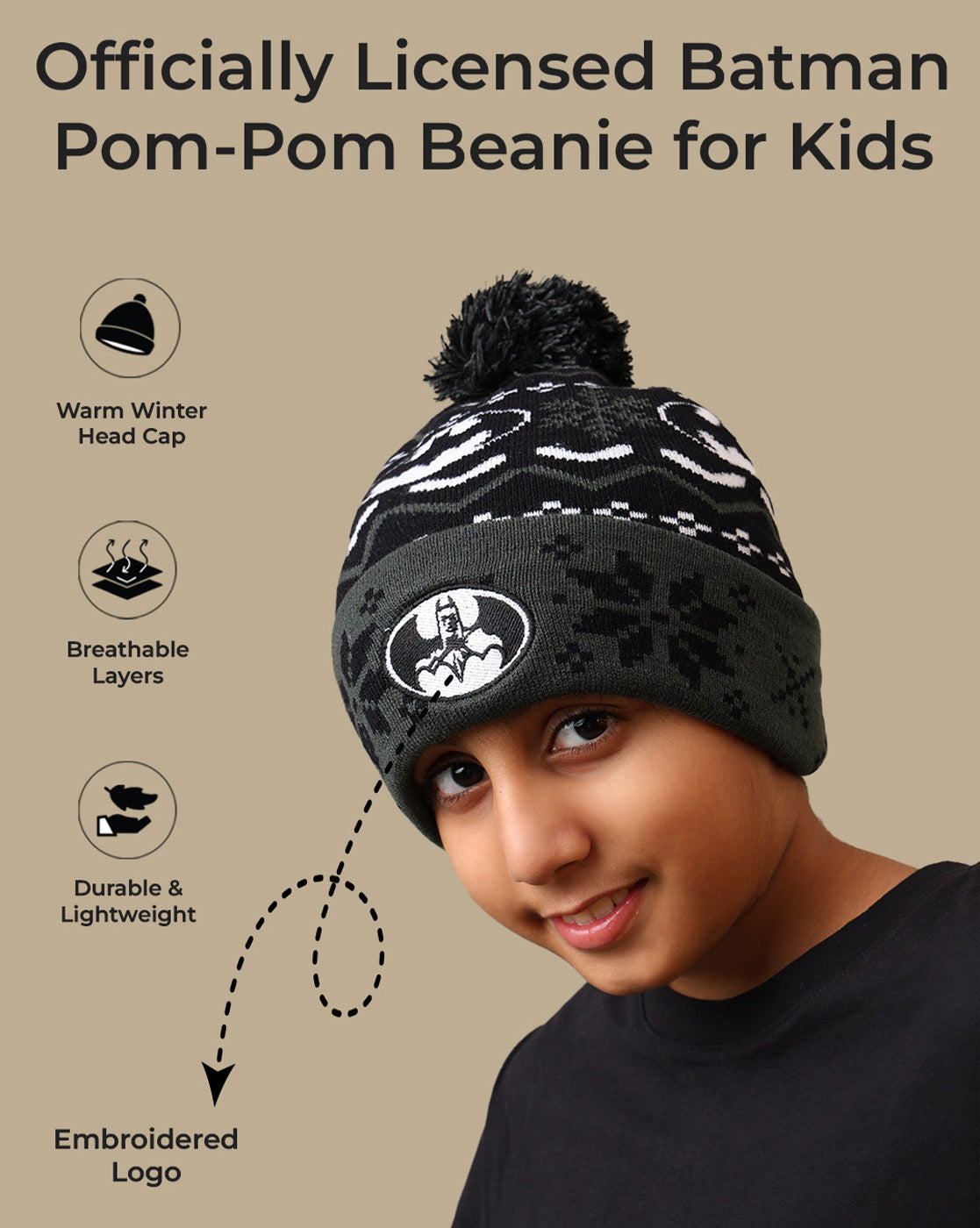 Batman Beanies for Kids Boys