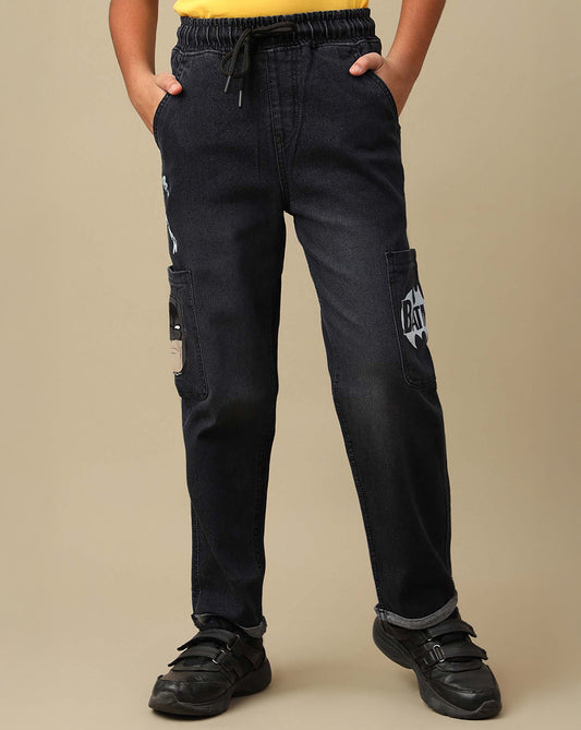 Batman Printed Regular Fit Denim Jogger For Boys