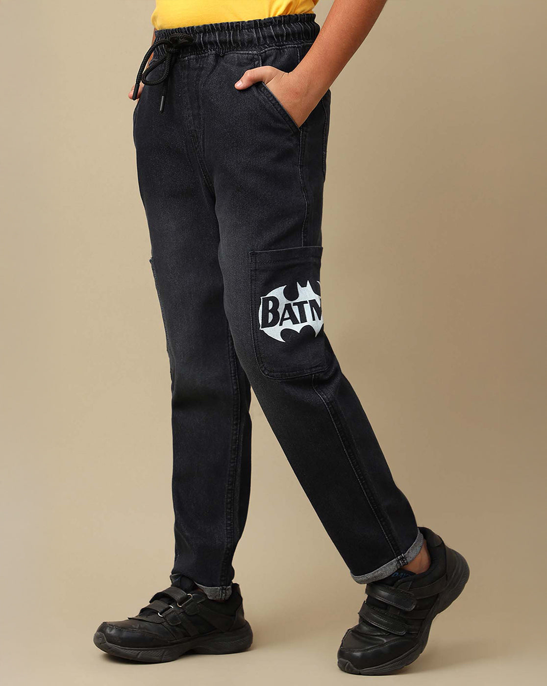 Batman Printed Regular Fit Denim Jogger For Boys