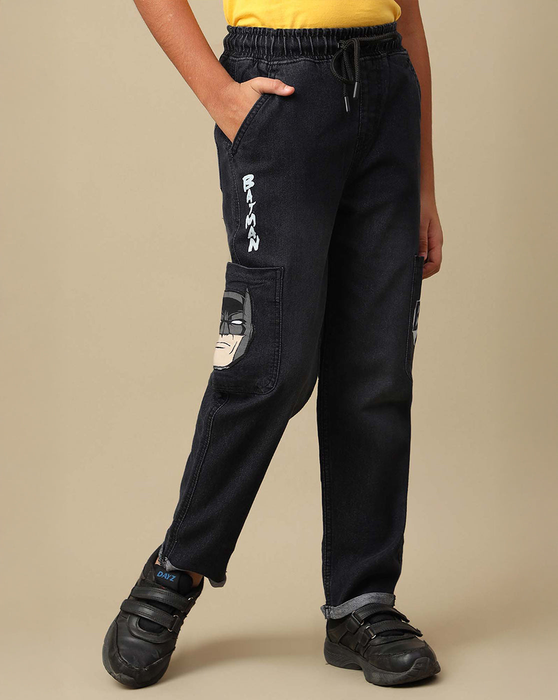 Batman Printed Regular Fit Denim Jogger For Boys