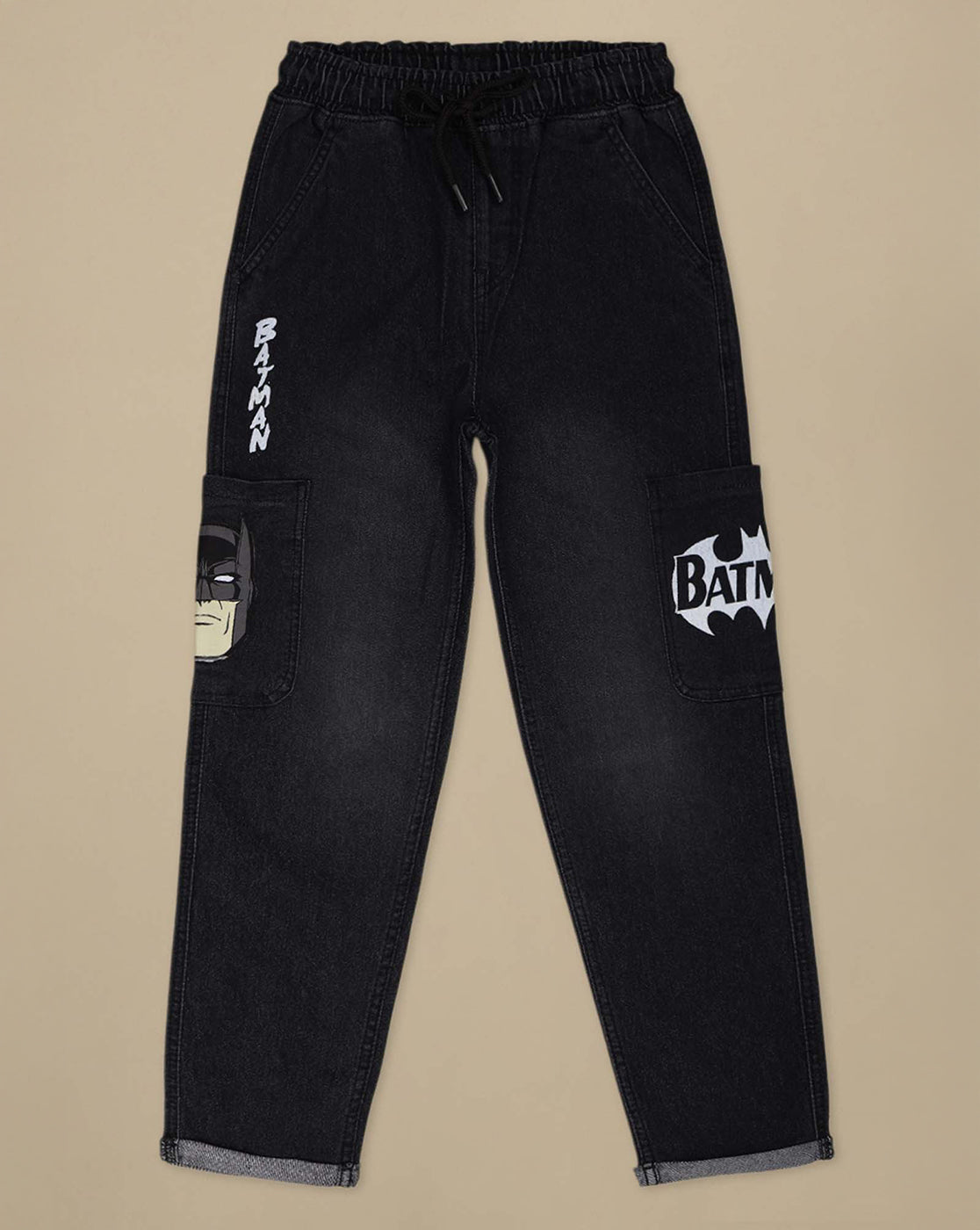 Batman Printed Regular Fit Denim Jogger For Boys