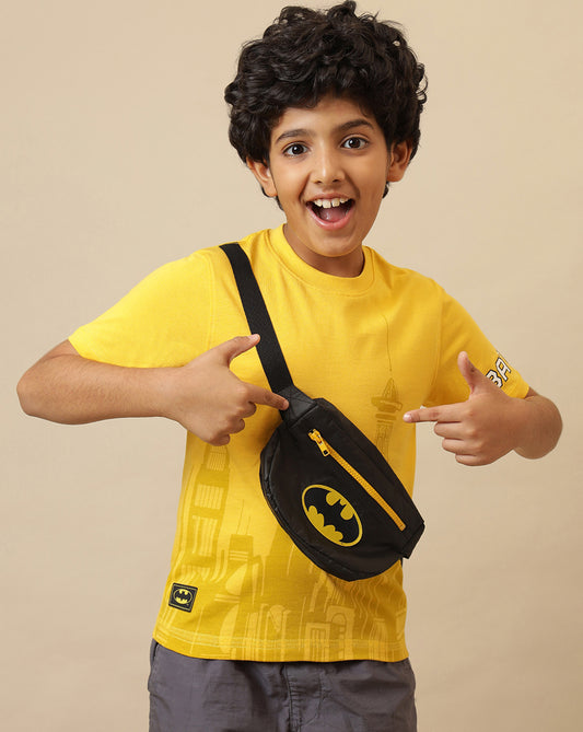 Batman Printed Regular Fit Tshirt with Pouch Bag For Boys