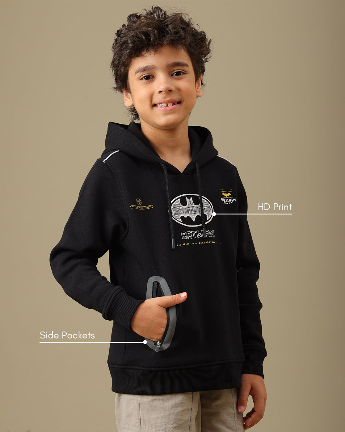Batman Printed Regular Fit Hoodie For Boys