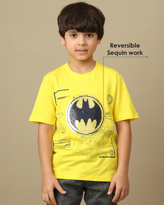 Batman Printed Regular Fit Reversible Sequin Tshirt For Boys